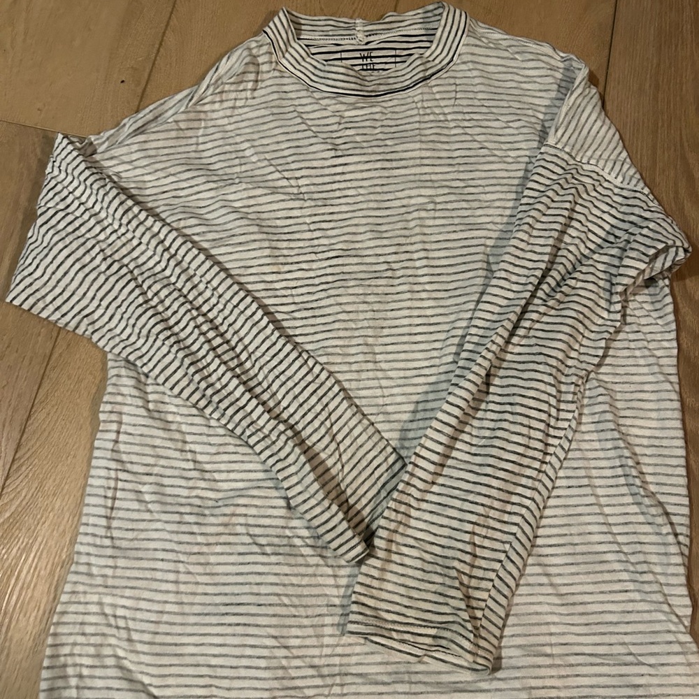 We The Free Cream and Black Striped Long Sleeve Tee
